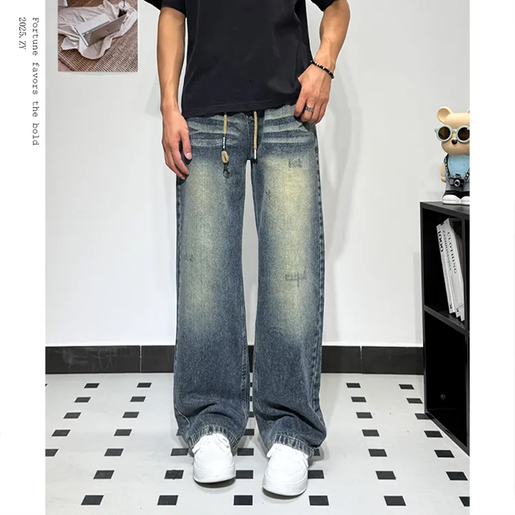直筒裤水洗长裤男秋季高街显瘦牛仔裤宽松百搭ol直筒裤潮流百搭
