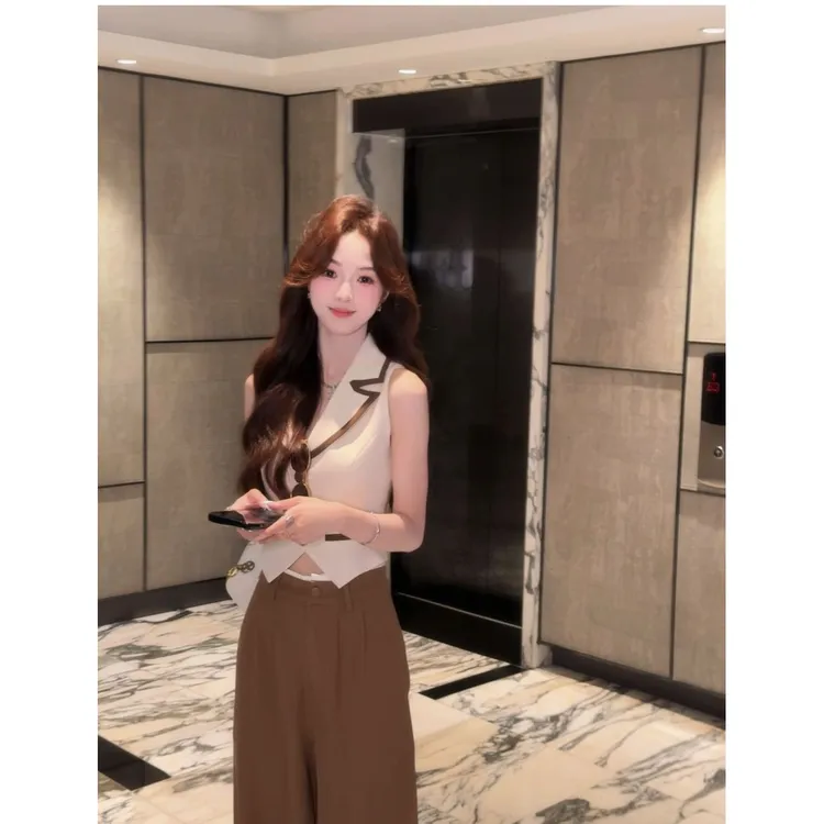 冉冉定制●【城南旧事】 休闲时尚套装无袖西装背心阔腿裤LUX4TZ3365