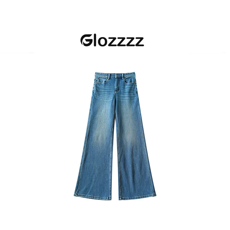 【Glozzzz】巧克力 定制水洗色设计皮标阔版微喇牛仔裤XX-98610