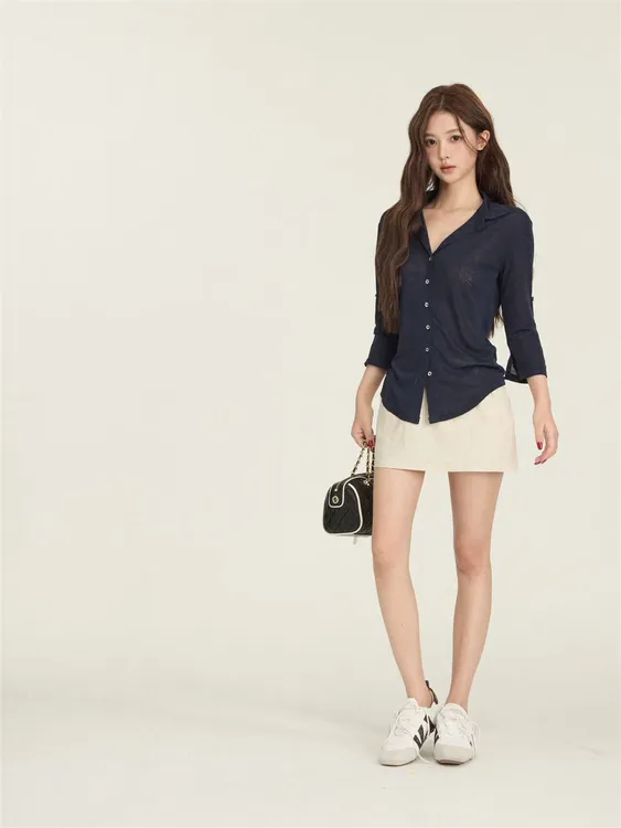 【CHUN ZI】bi入系！软软夏日收腰显瘦卷袖衬衫