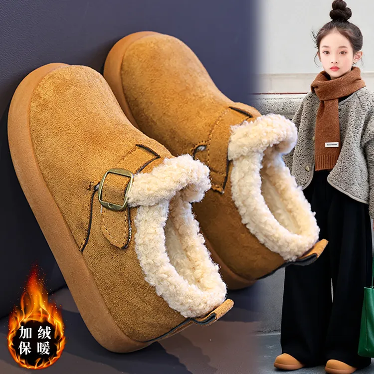 ABC女童勃肯鞋冬季加绒保暖2025新款儿童一脚蹬棉鞋女孩加厚冬鞋