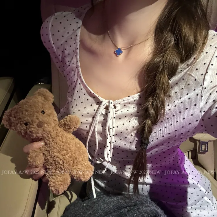 503号|波点天菜|波点系带内搭 精致女孩的穿搭C1639