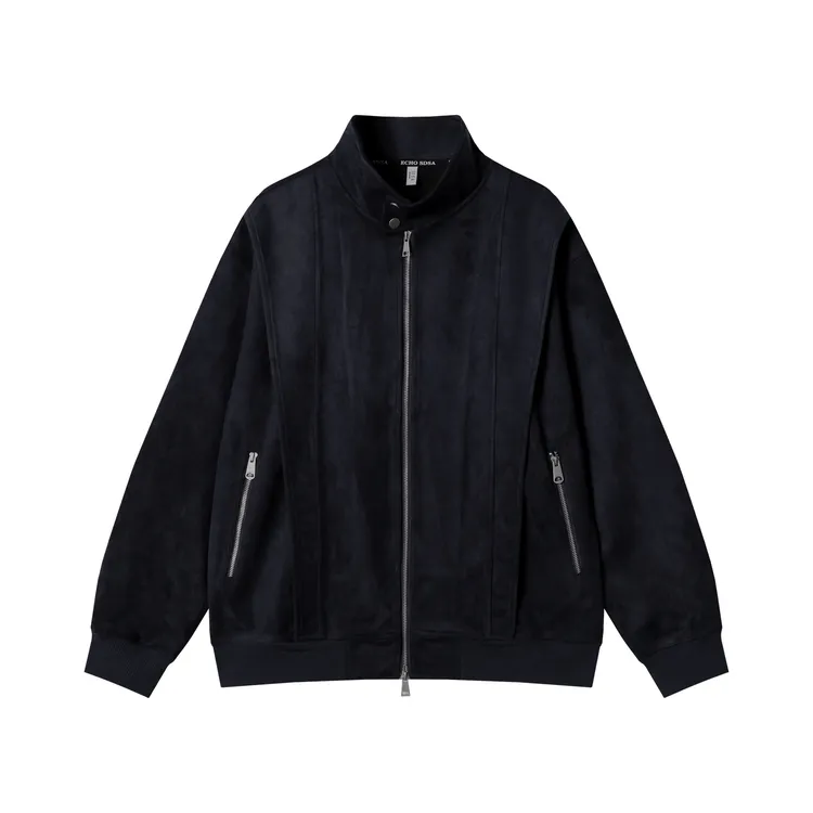 SDSA男士秋冬新款痞帅男装潮牌绒面褶皱拉链立领卫衣百搭时尚上衣