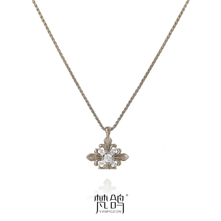 VANPIGEON/梵鸽 黄铜项链 鸢尾星芒素款项链闪钻精致钛金色项链