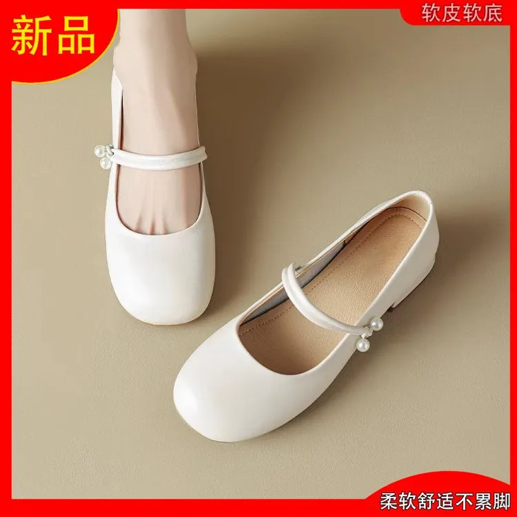 DCLOUD丽珍女鞋春季2025年新款法式晚晚鞋粗跟小皮鞋配裙子单鞋女