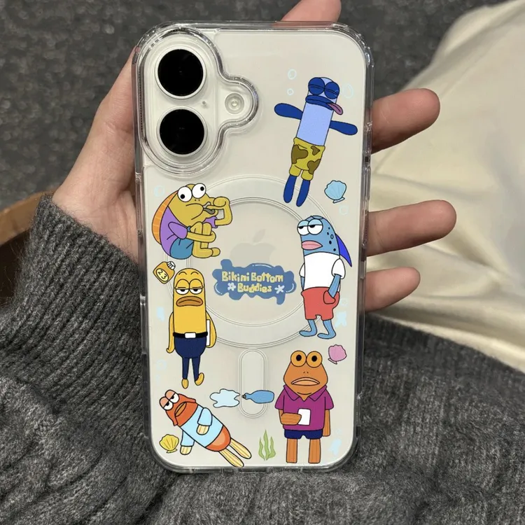 飞虎胜比奇堡路人鱼适用苹果16Promax手机壳iPhone15/14/13磁吸壳