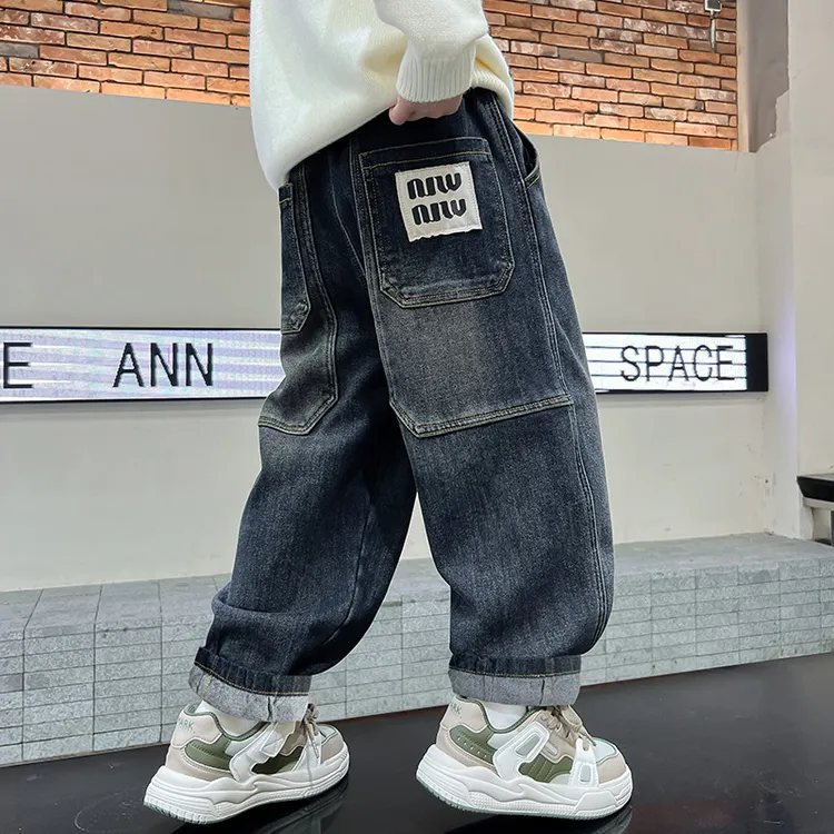 童装男童春装裤子牛仔裤春秋款2025新款中大儿童春季休闲长裤宽松