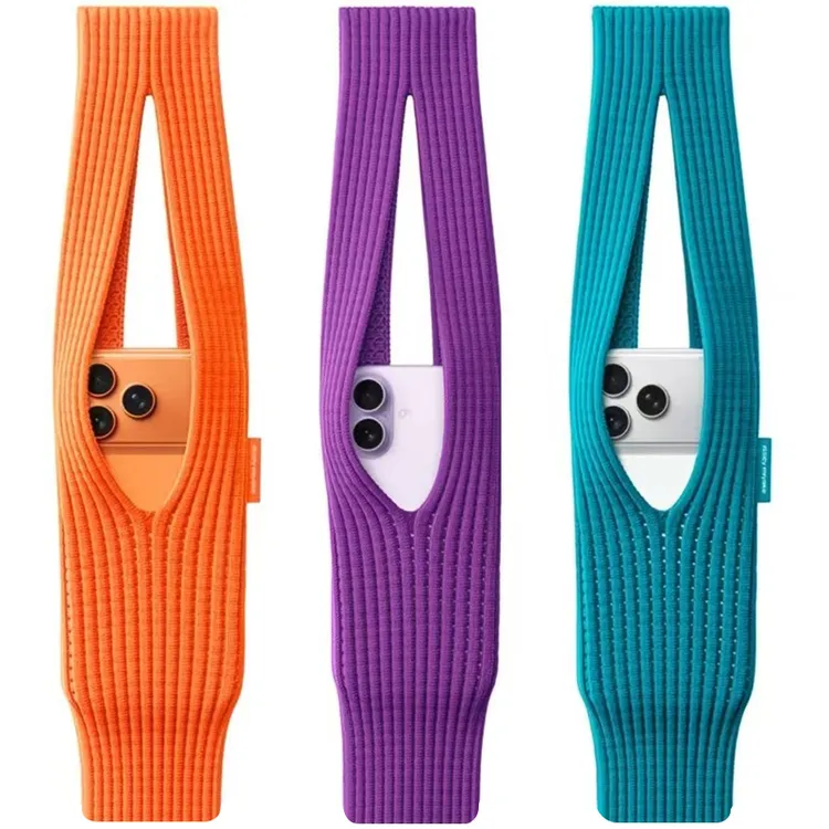 苹果感同款日系手袋巴多胺男女针织单肩斜挎创意钥匙配饰手机小包商品图