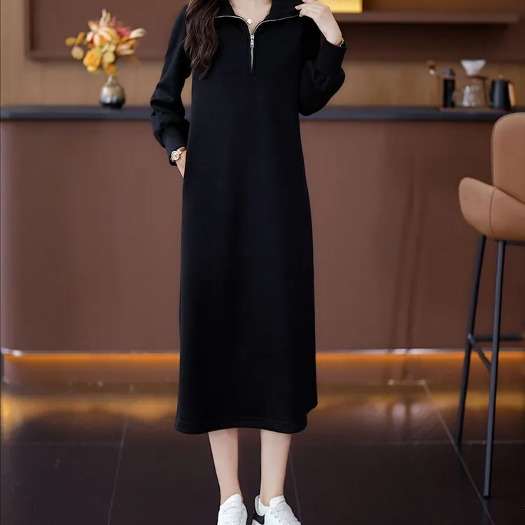 【WM婉秘】高档贵气早秋松弛感女装新款时尚显瘦洋气百搭黑色连衣裙