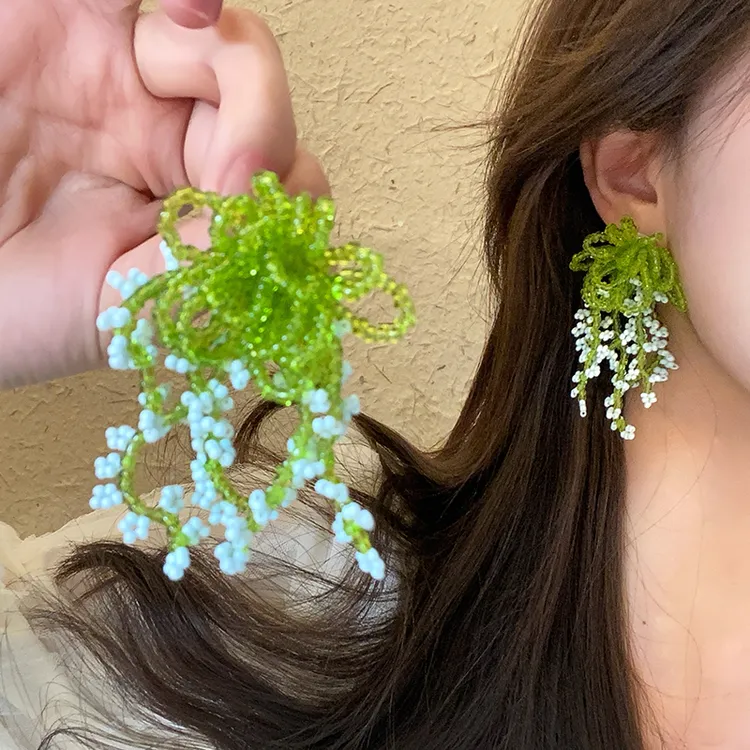 合金耳饰 春绿 韩系彩色花朵耳环小众耳钉2025新款高级感气质耳饰