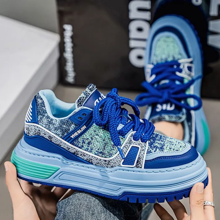 高级感男鞋夏季新款复古板鞋男潮流百搭男士休闲潮男鞋子厚底增高