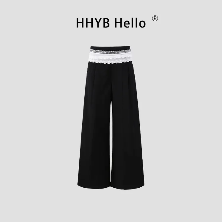 HHYB Hello2025中腰慵懒风休闲裤垂感低腰百搭直筒阔腿裤Q254266