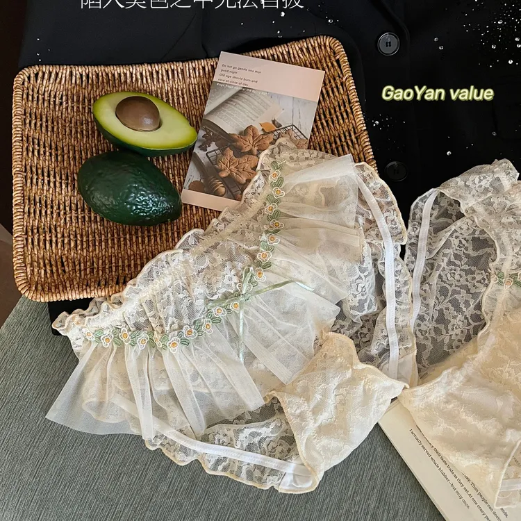 纯欲蕾丝女士三角裤梨纱甜高颜值甜美网纱棉裆2025新款内裤女透气