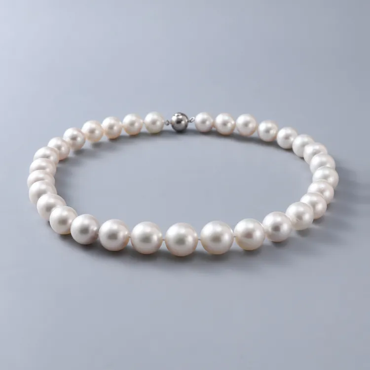 18K金插棒扣海水澳白收藏级珍珠项链12.5-15.6mm真科研证书 W1777