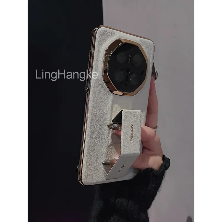 适用华为Mate70RS非凡大师手机壳新款素皮腕带支架70商务70pro硬 