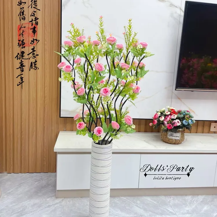 仿真花客厅摆件落地假花装饰花干花花束插花玫瑰花玄关新房装饰