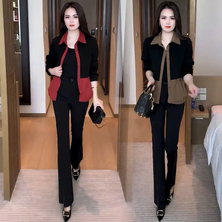 时尚撞色拼接外套女2025秋季新款洋气减龄显瘦百搭宽松设计感外套