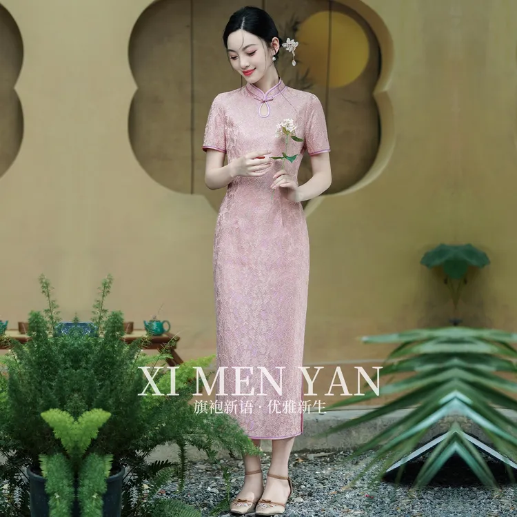 夏季蕾丝显瘦新中式气质国风女装旗袍高级感轻奢宴会款连衣裙礼服