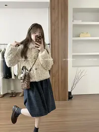 【躲雨小咪】毛茸茸的秋冬～嘎嘎保暖又洋气～休闲环保毛毛小个子外套