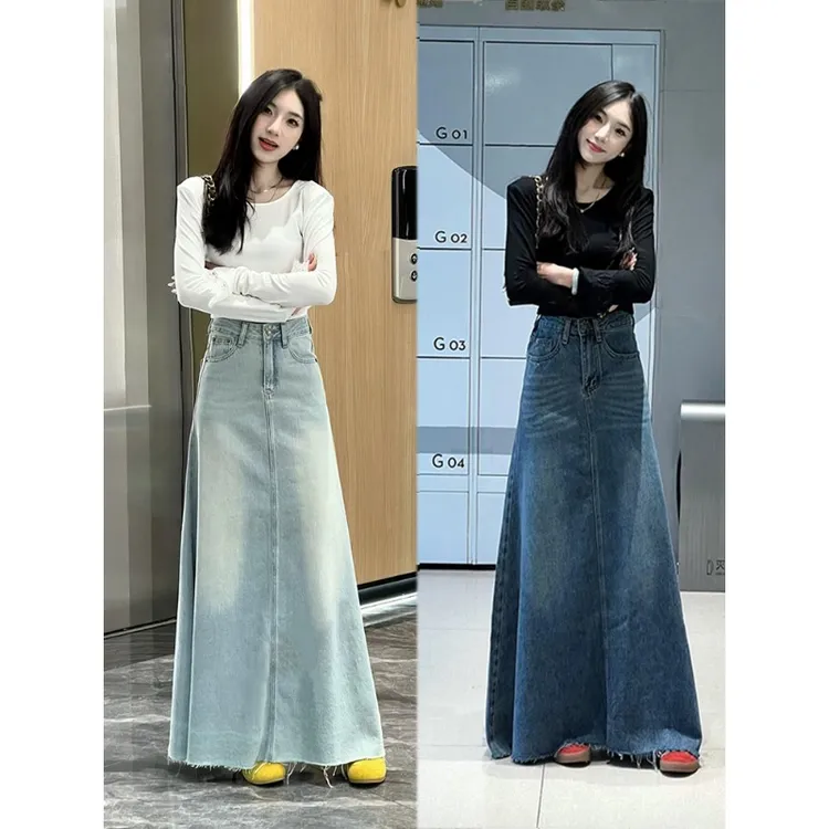 韩版高腰牛仔长裙半身裙女款爆款2025新款显瘦夏季薄款包臀a字裙