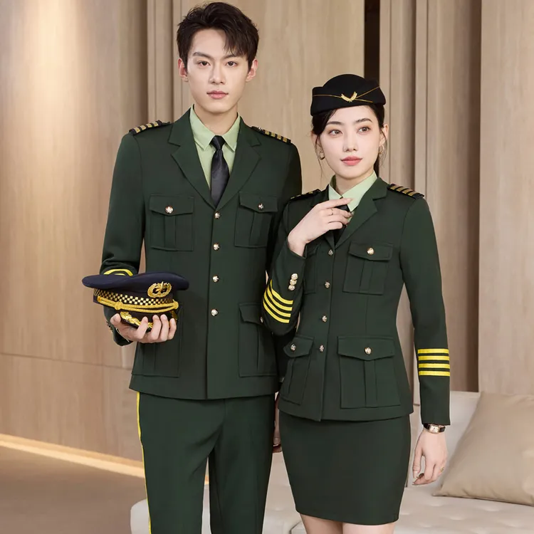 男女同款职业装打军鼓服装套装机长空姐军鼓队演出高铁乘务员制服