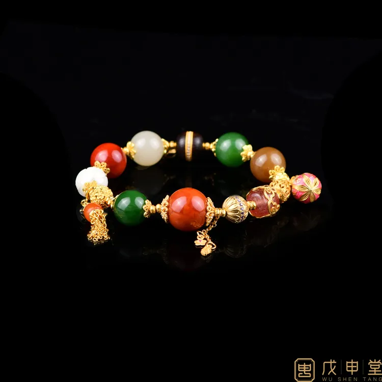 戊申堂多宝手串火焰纹精品南红珠串 国风珠宝