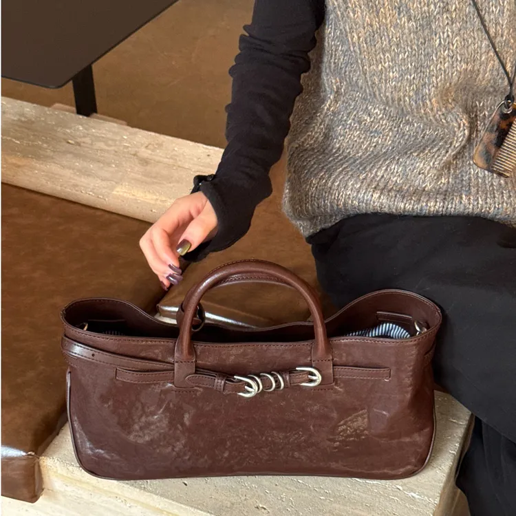 ZEUGEE【皮带扣横版托特】小众设计韩版植鞣头层牛皮单肩手提斜跨包