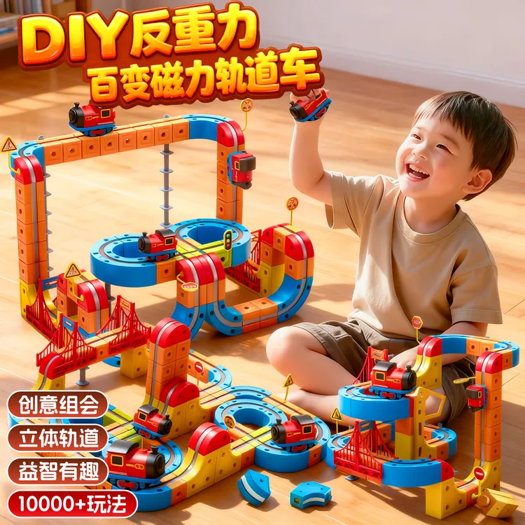 魔幻百变立方体磁力轨道积木小火车儿童益智拼装玩具男孩生日礼物
