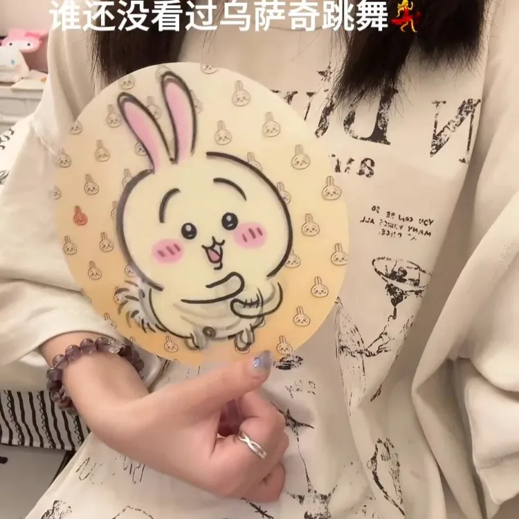 搞怪乌萨奇扇子光栅创意扇便携创意夏季手持小扇子卡通可爱凉圆扇