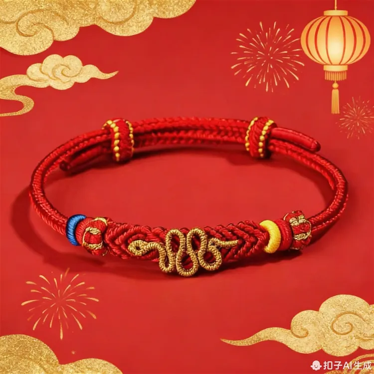 非金属布艺手链 马年红绳非金属布艺小蛇手链女2026