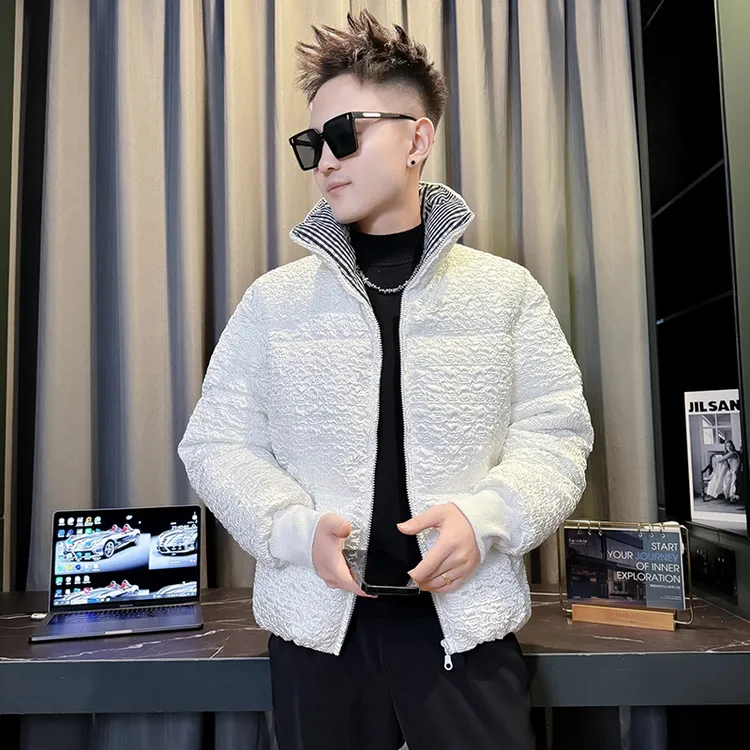潮牌褶皱棉服外套男款冬季2025新款高级感痞帅保暖棉袄子男装棉衣