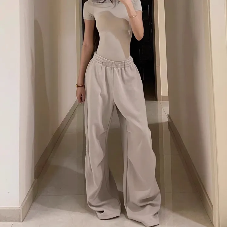 【消烦局长】Cotton Fleece·新款女士掐褶慵懒风休闲时髦阔腿长裤子