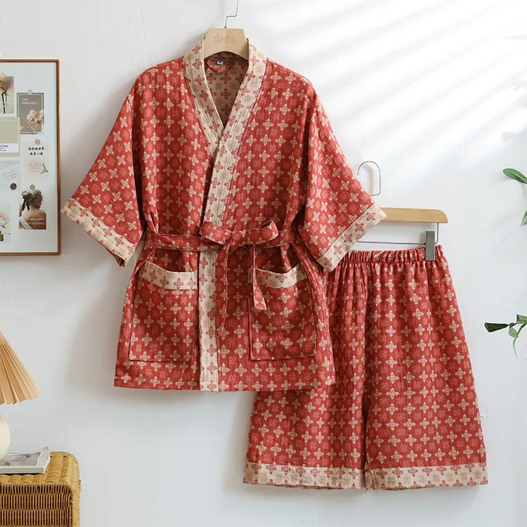 汗蒸服男女士春秋夏季桑拿按摩双层纱家居服纯棉情侣浴服汗蒸服女