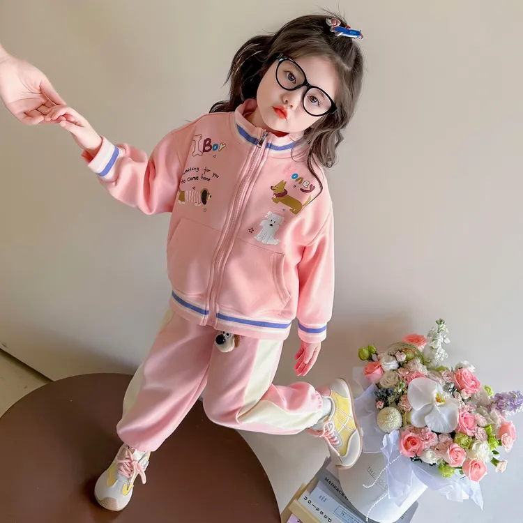 女童套装洋气卡通儿童休闲卫衣两件套小女孩宝宝春秋装2025新款潮