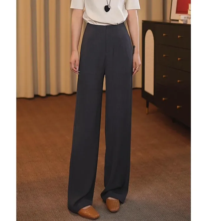 （百搭显瘦）薄款西装阔腿裤气质高腰休闲宽松垂感拖地百搭职场直筒