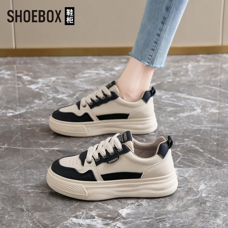 SHOEBOX鞋柜踩屎感女鞋2025秋季新款百搭运动鞋防滑学生板鞋女