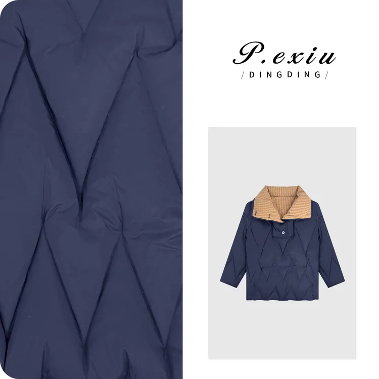 进口白鹅绒韩系减龄菱格绗缝撞色翻领羽绒服 MJC913