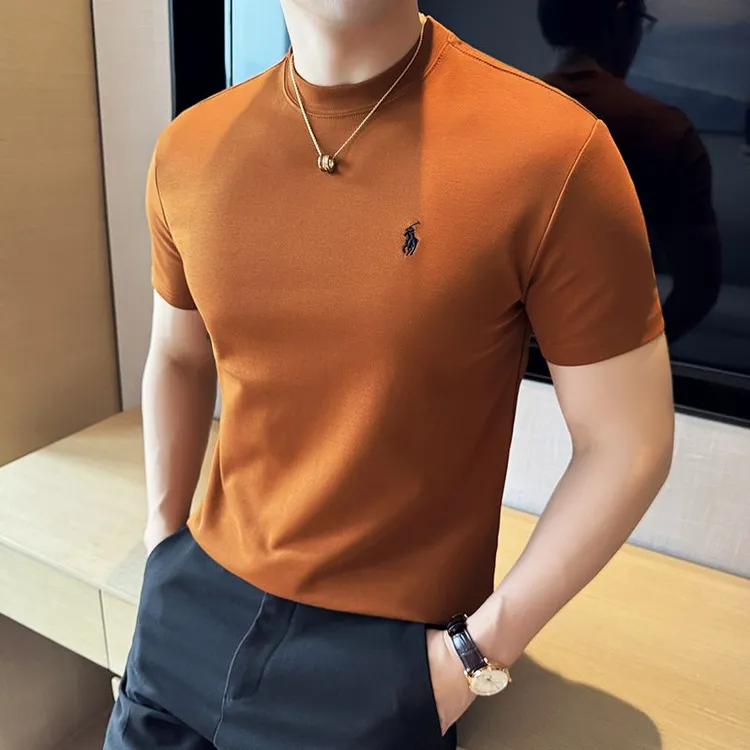 潮牌时尚简约刺绣短袖T恤男士夏季薄夏季情侣合身短袖t恤