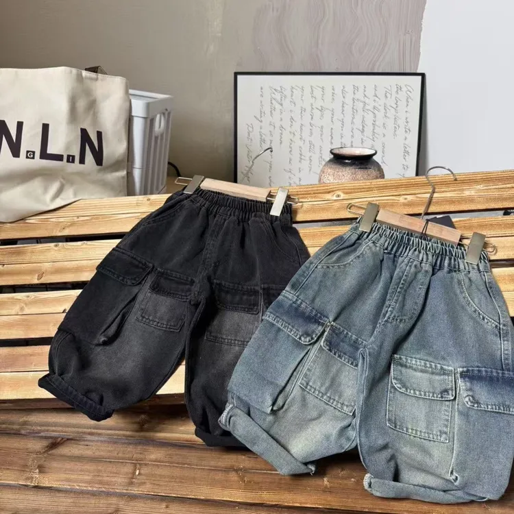 【小众设计/秋新品】韩国工装口袋牛仔裤酷爆百搭童装036