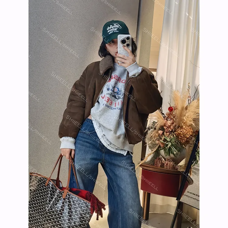 SHIIEELL【柔韧时光】绵羊毛加厚翻领冬季宽松百搭外套Z5109