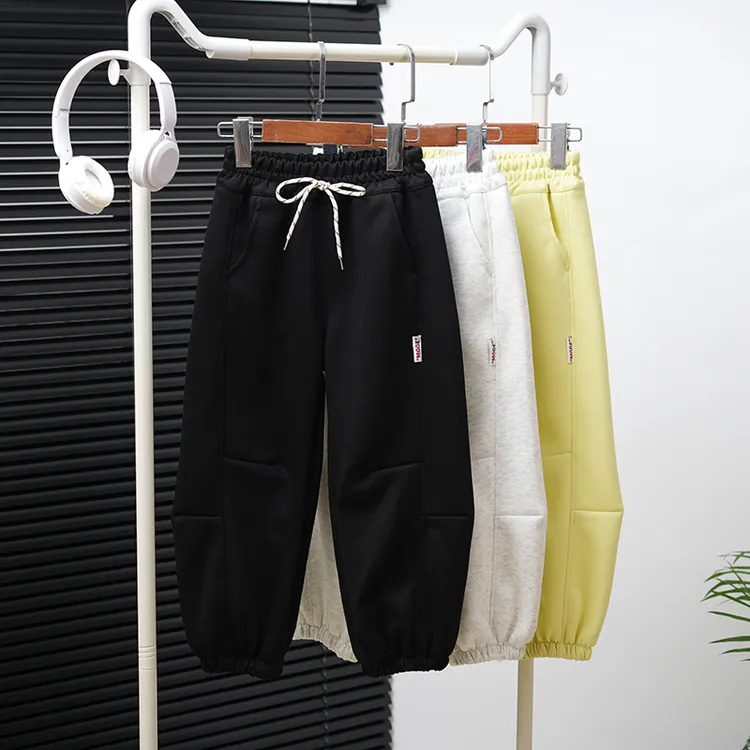 2025春秋款运动弯刀长裤中大童男童休闲宽松卫裤新款女童针织