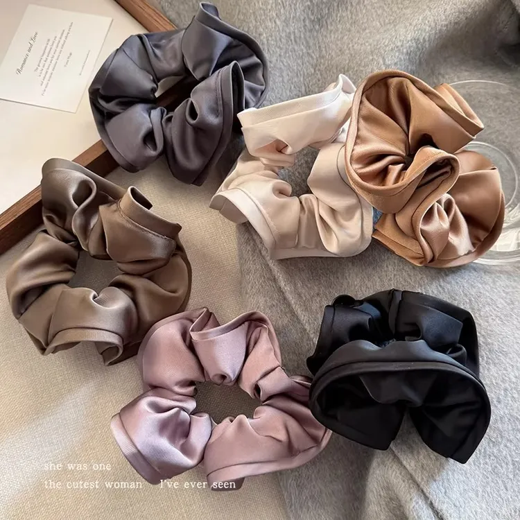 法式高级感缎面大肠发圈超大头花气质丸子头绳女扎头发橡皮筋发绳