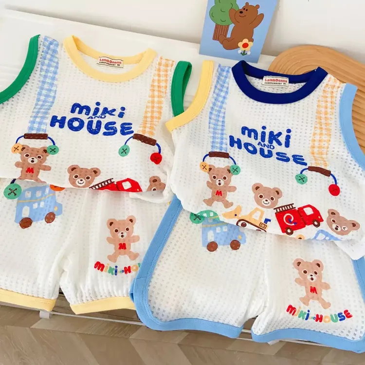 2025春夏卡通风男女通用日系夏季薄款套装韩版夏装清凉感透气网感