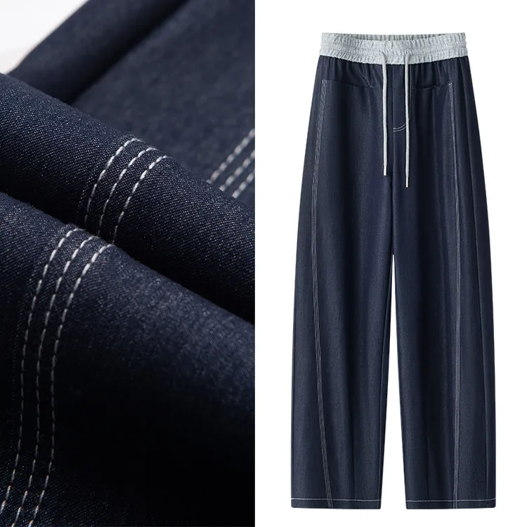 窄版直筒牛仔裤女丹宁蓝2025春夏新款高腰显瘦休闲时尚薄款弯刀裤