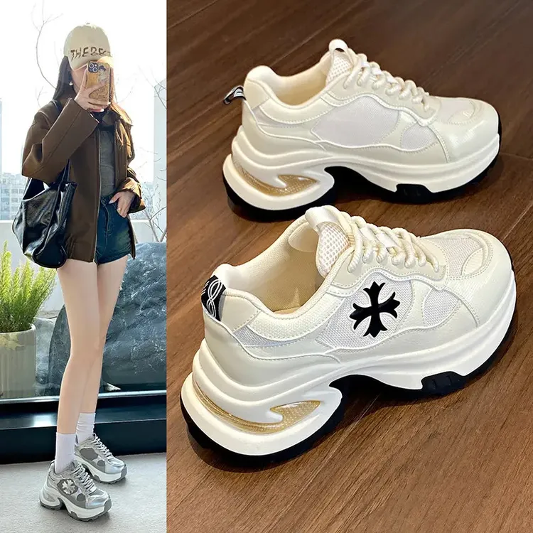 【太古仓渠道】网面透气老爹鞋女厚底小个子户外休闲运动鞋女