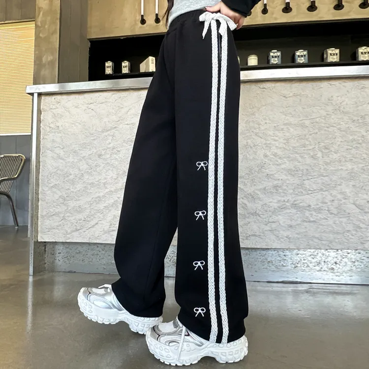 儿童秋装2025新款大女童装薄款裤子春秋款运动针织卫裤秋季直筒裤