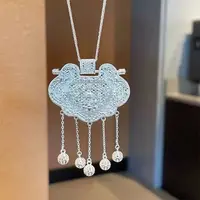 吊坠足银 999新中式花丝天子门生龙凤锁吊坠（不含链）