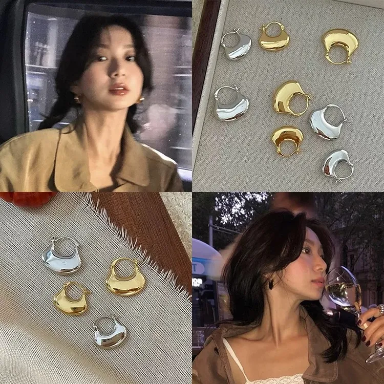 铜合金耳饰 fever同款扇形银杏叶耳环小众设计简约百搭耳环耳饰女