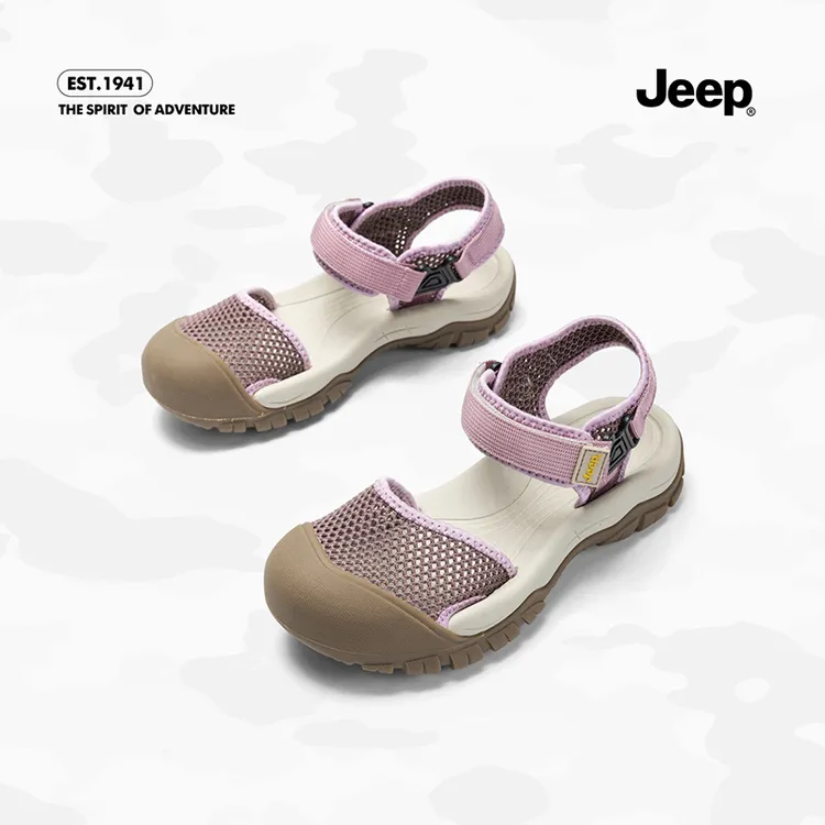 JEEP吉普2025新款女运动防滑沙滩凉鞋网面厚底包头罗马外穿户外鞋