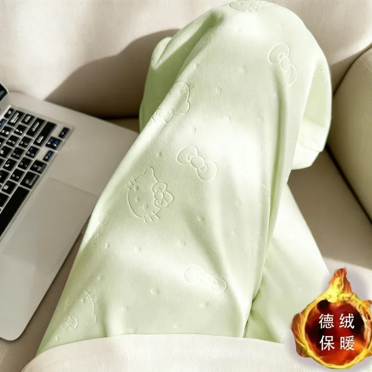 保暖家居裤德绒睡裤女遛弯裤秋冬季休闲居家裤可外穿大码宽松长裤